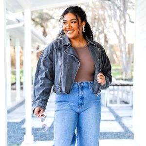 Walk The Walk Black Acid Wash Denim Jacket 